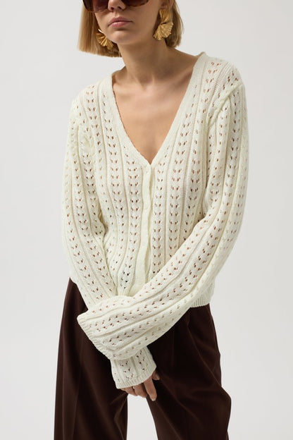 Düğme Detay Örgü Bluz