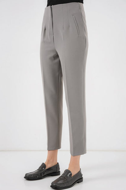 6650 Yüksek Bel Kumaş Pantolon - Gri