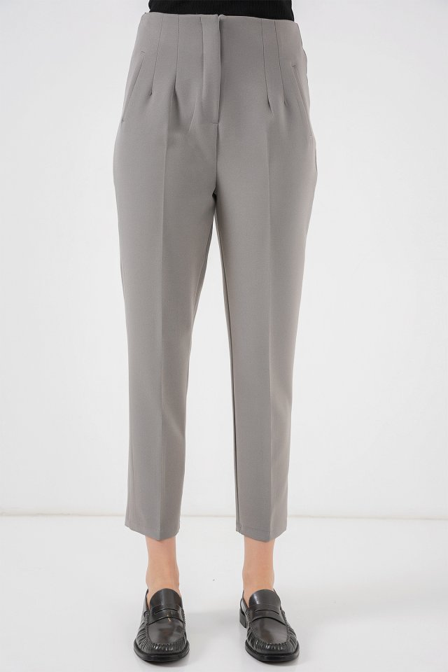 6650 Yüksek Bel Kumaş Pantolon - Gri