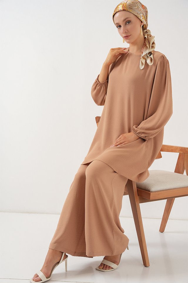 Ayrobin Tunik Pantolon Alt Üst Takım 6712 - Vizon