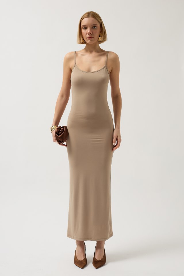 İnce Askılı Maxi Elbise