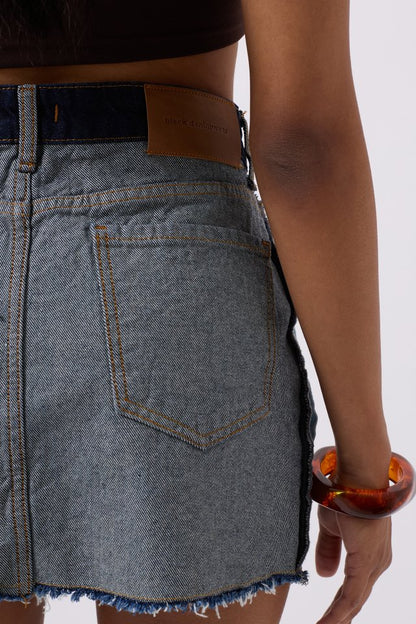 Ters Detay Denim Mini Etek