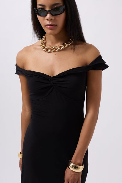 Büzgü Detay Omuz Askılı Mini Elbise