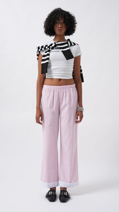 Paça Şerit Detay Çizgili Pantolon