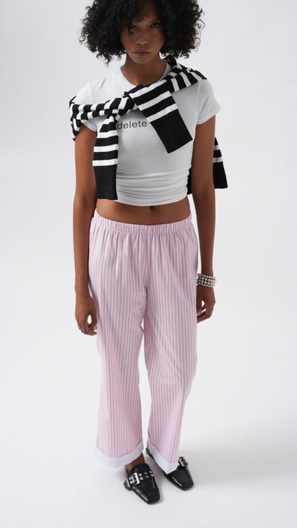 Paça Şerit Detay Çizgili Pantolon