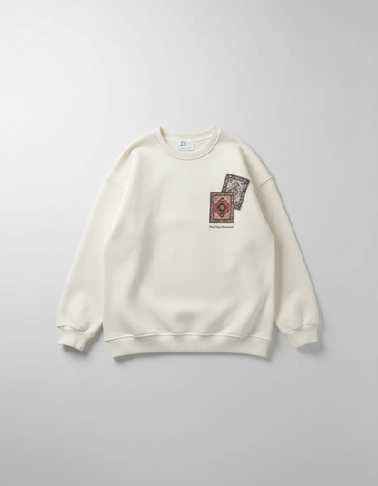 Bisiklet Yaka Baskılı SweatShirt - Beyaz