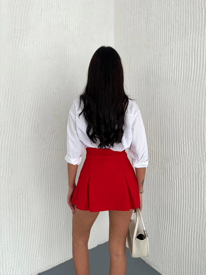 Şortlu Etek - Kırmızı