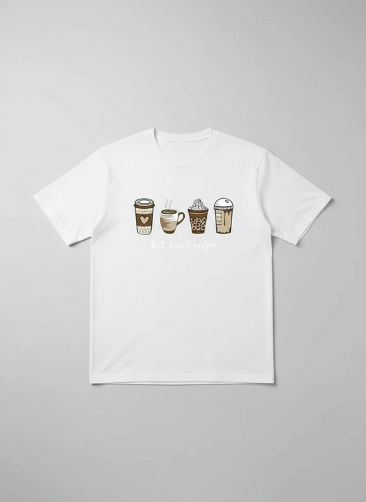 Baskılı Oversize Bisiklet Yaka T-shirt - Beyaz