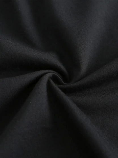 Baskılı Oversize Bisiklet Yaka T-shirt - Siyah