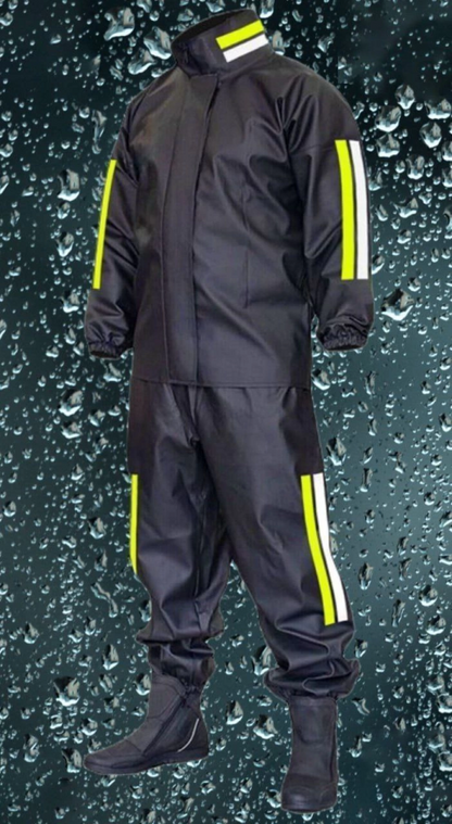 Premium Motorcu Kurye Yağmurluk Takım Su Geçirmez PVC Kumaş Reflektörlü TÜBİTAK Onaylı - Siyah