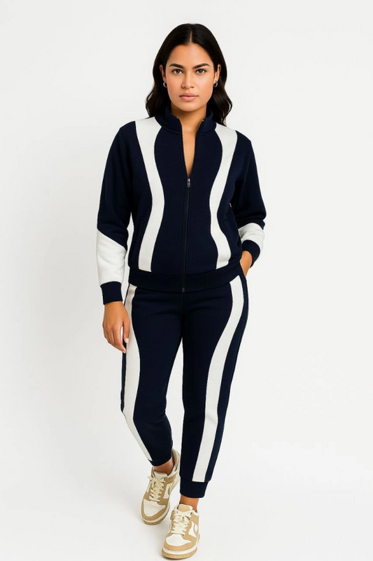 Premium Parçalı Eşofman Takım - Dik Yaka Fermuarlı Sweatshirt - Siyah