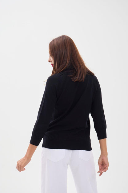 4212 TRİKO FAKİR KOL BALIKÇI KAZAK-SİYAH