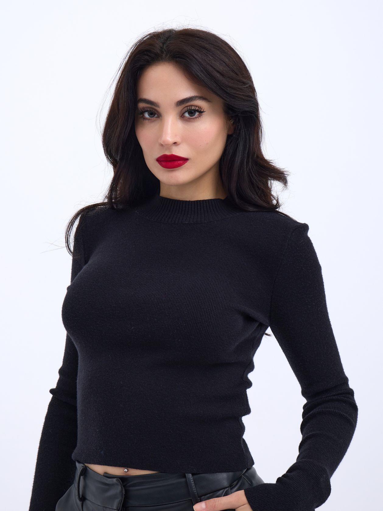 42201 TRİKO BASİC KAZAK-SİYAH