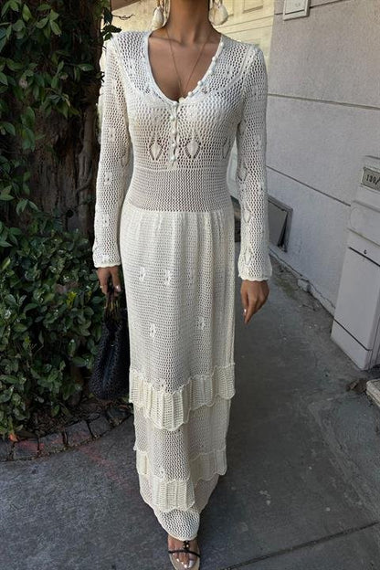 Düğme Detaylı Ve Kat Etekli Etnik Elbise 2859