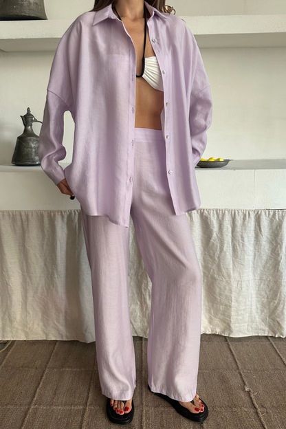 GÖMLEK - PANTOLON TAKIM - Lila