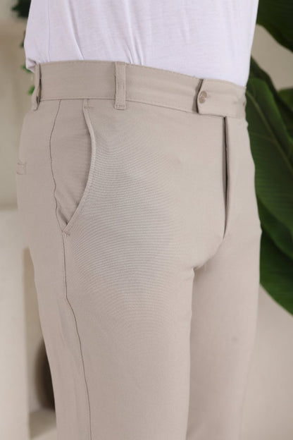 Erkek Slim Fit Likralı Bilek Boy Dilli Kumaş Pantolon