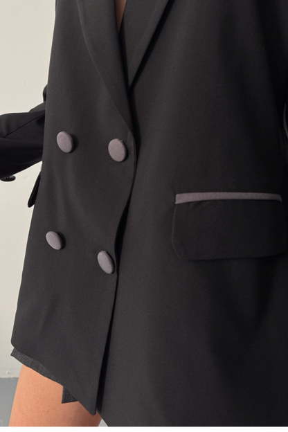 TASARIM CEKET KAPLAMA DÜĞMELİ - Siyah