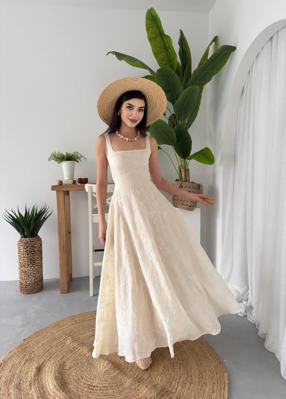 Cuper Çiçek Detaylı Elbise