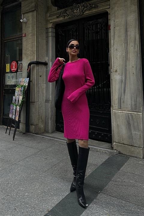 Brigita Sırt Dekolteli Triko Elbise 2532-01