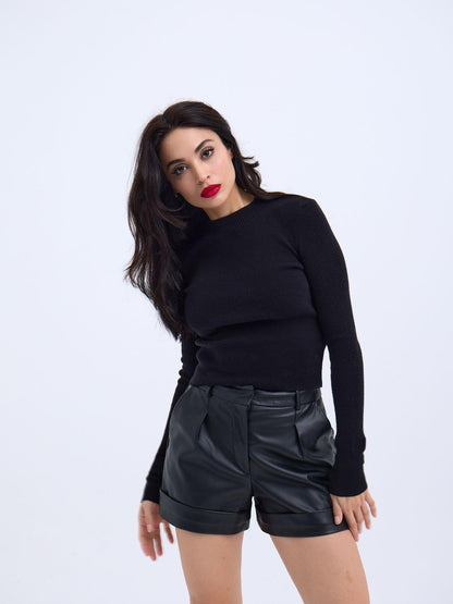 42201 TRİKO BASİC KAZAK-SİYAH