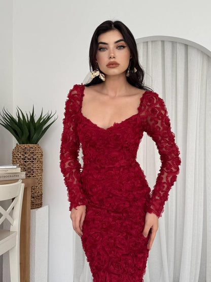 Folers Çiçek Desenli Elbise