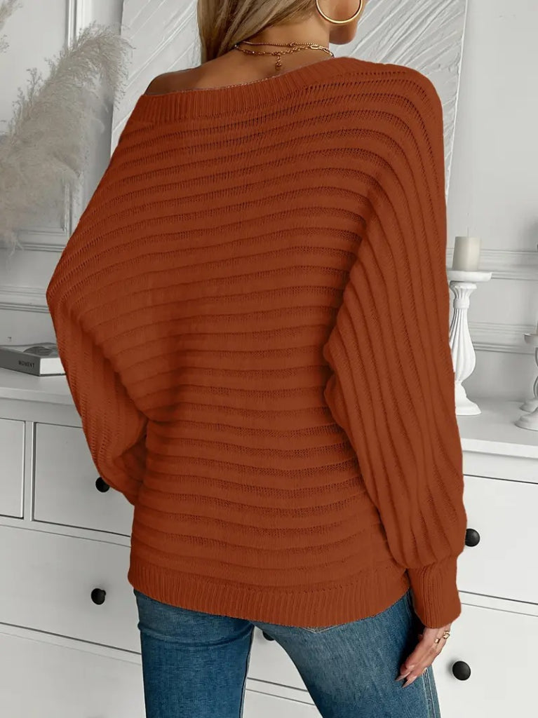 Kadın Uzun Kollu Tek Omuzu Açık Triko Bluz