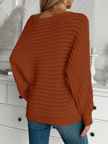 Kadın Uzun Kollu Tek Omuzu Açık Triko Bluz