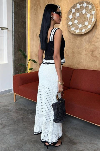 Fırfır Detaylı Uzun Etekli Triko Takım 10115