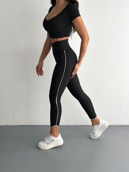 Kadın Dalgıç Kumaş Yüksek Bel Biyeli Tayt