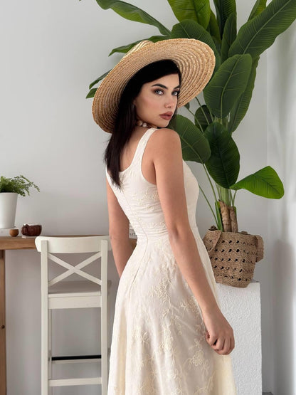 Cuper Çiçek Detaylı Elbise