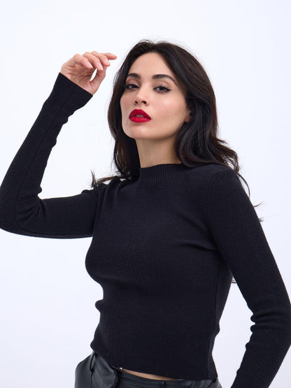 42201 TRİKO BASİC KAZAK-SİYAH