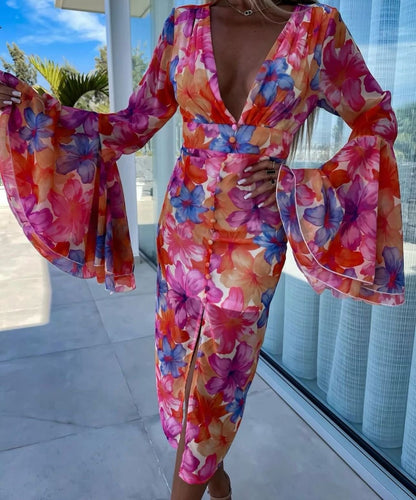 Kadın Göğüs Dekolteli Kolları Volan Detay Astarlı Tül Elbise