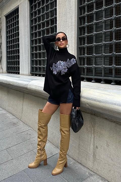 Nakış Detaylı Triko Kazak 1340