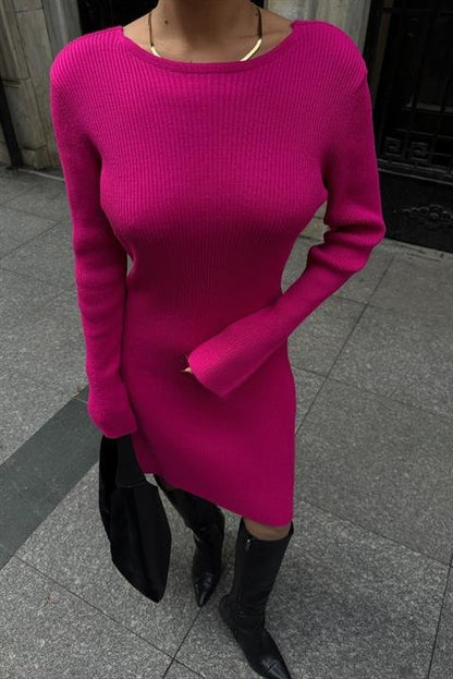 Brigita Sırt Dekolteli Triko Elbise 2532-01