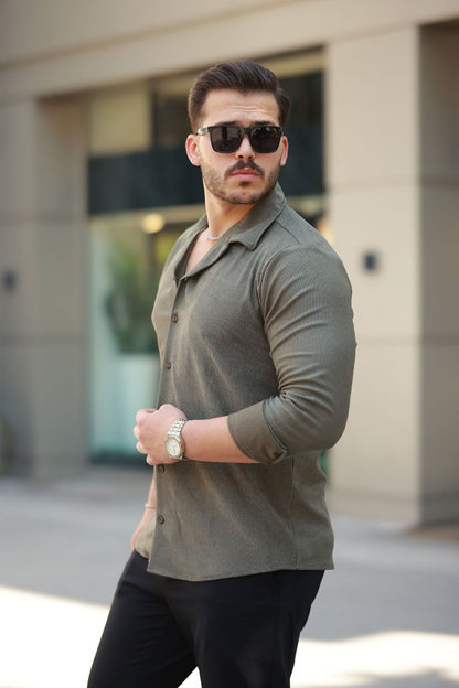 Erkek Kadife Dokulu Uzun Kollu Gömlek