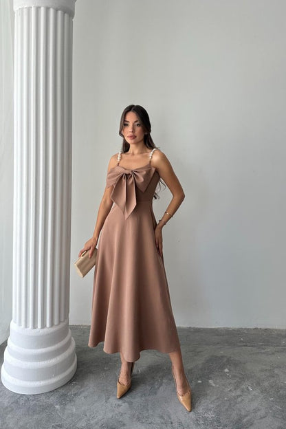 Moccah İnci Askı Detaylı Elbise