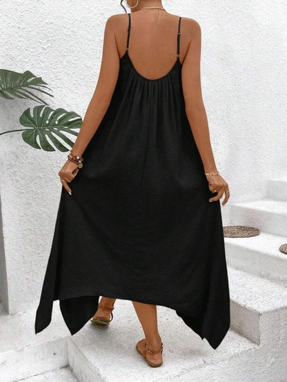 Kadın Ip Askılı V Yakalı Asimetrik Detaylı Aerobin Elbise