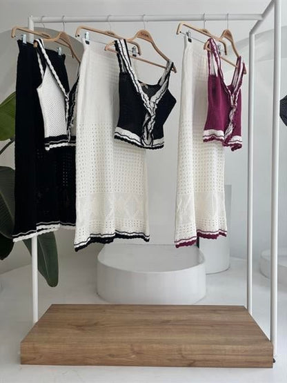 Fırfır Detaylı Uzun Etekli Triko Takım 10115