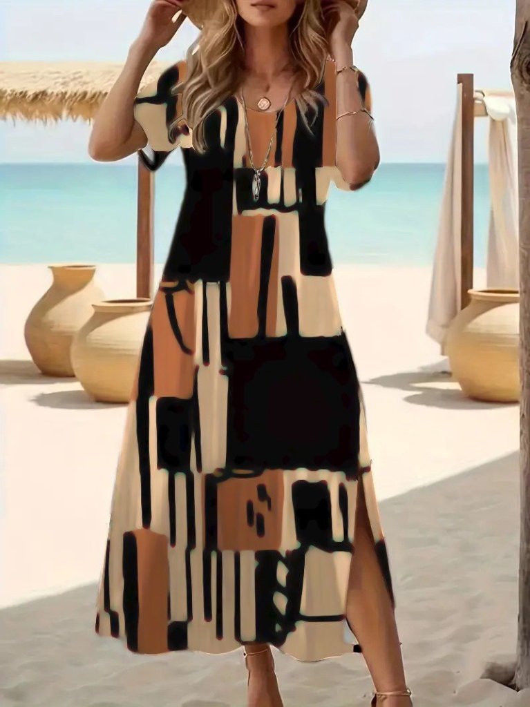 Kadın Kısa Kollu Bisiklet Yaka Süprem Elbise