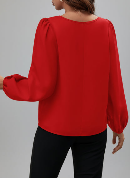 Kadın Uzun Kollu Damla Detaylı Ithal Krep Bluz
